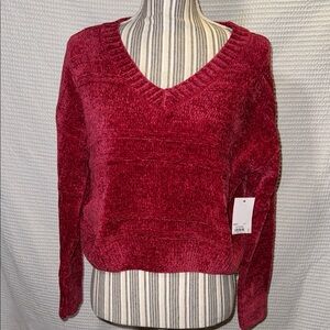 Elegant V-Neck Sweater in Rich Red